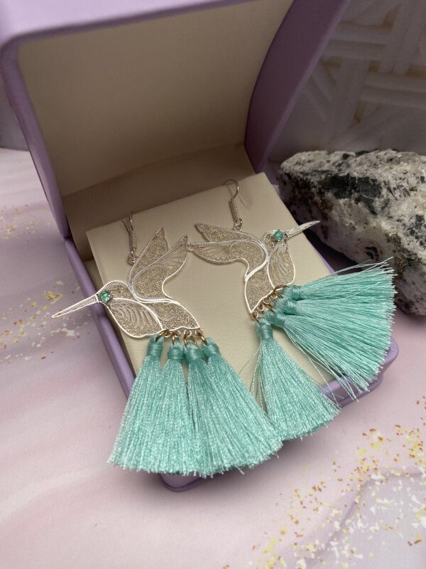 Aretes Filigrana Colibrí con Esmeralda