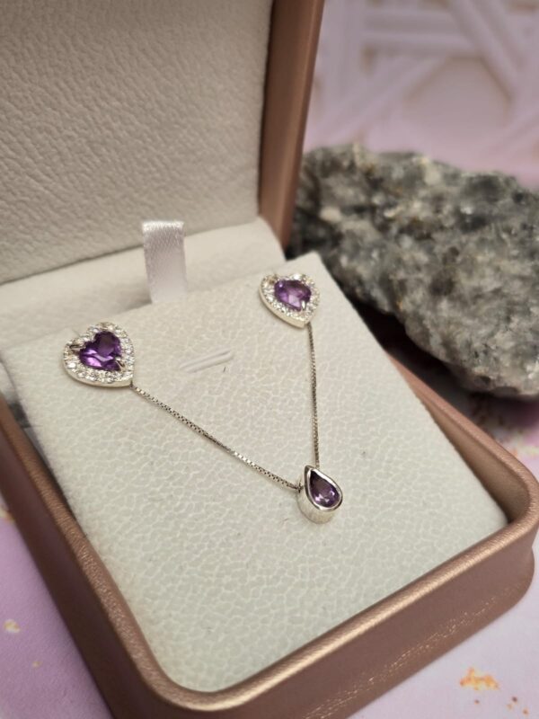Set dije y topitos amatista en plata