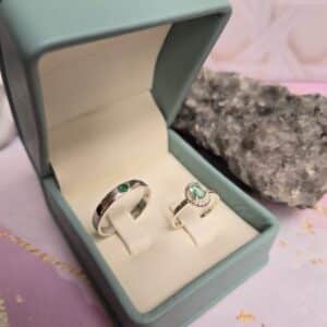 Set Matrimonial en plata con Esmeralda