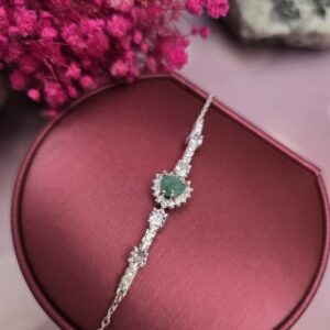 Pulsera Flor en Plata con Esmeralda Colombiana para mujer